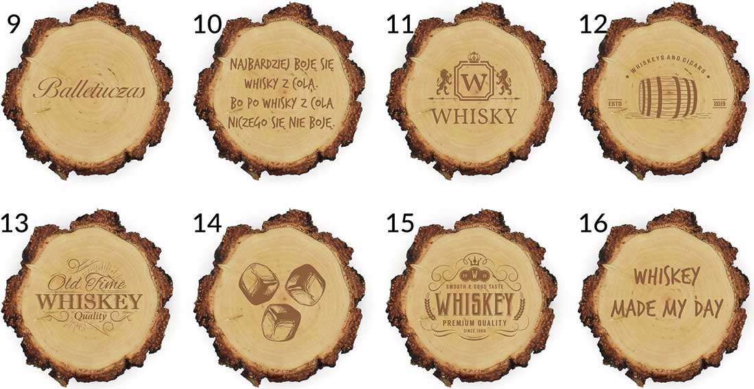 Drewniane podkładki dla koneserów whisky - Wzory 02