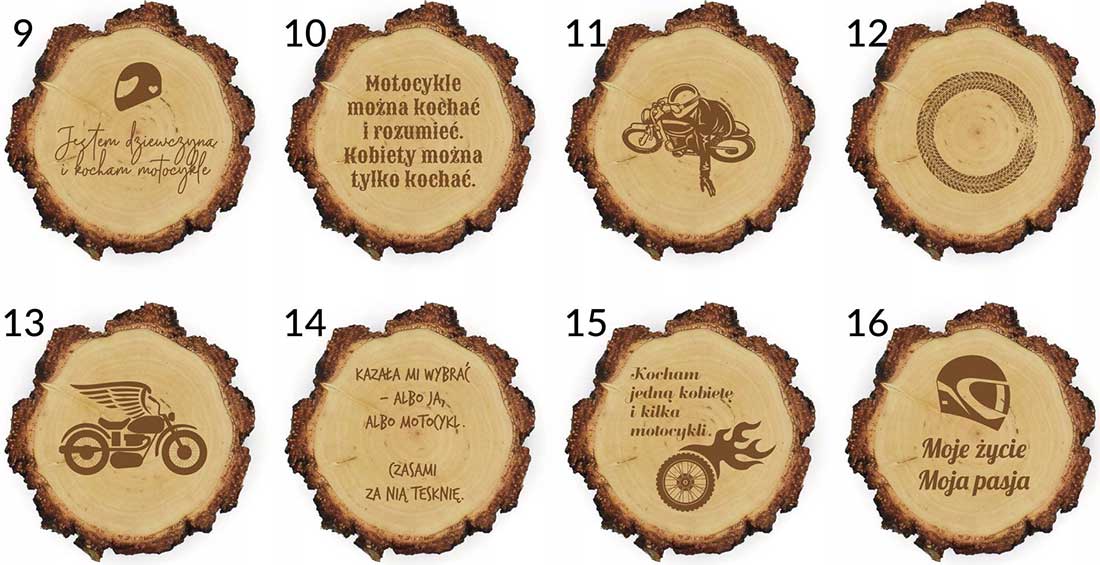 Podkładki drewniane dla motocyklistów wzory 02