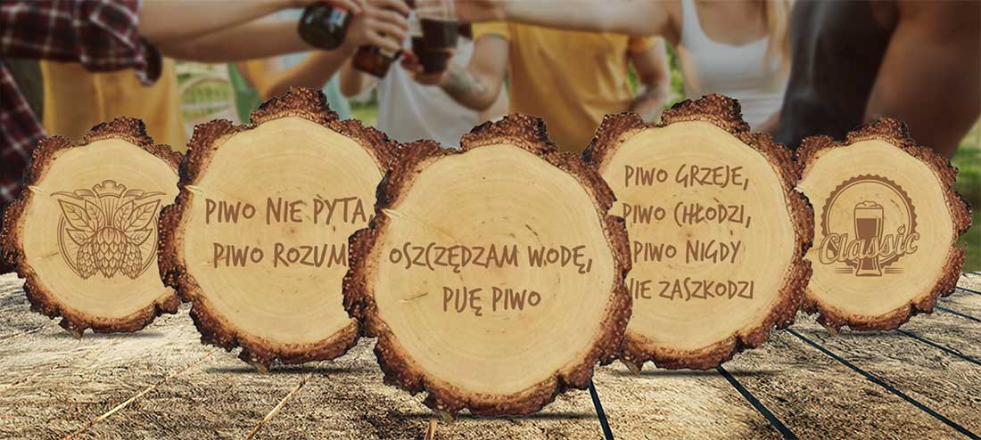Drewniane podkładki dla piwosza